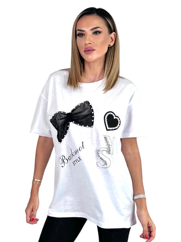 Tricou Lung Chanely Alb Aly Boutique