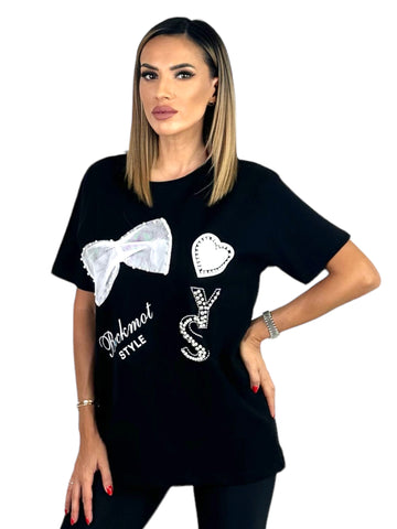 Tricou Lung Chanely Negru Aly Boutique