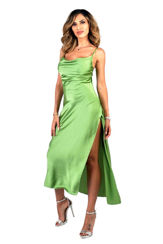 Rochie Midi Satin Verde Aly Boutique