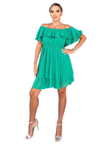 Rochie Voal Fin Verde Aly Boutique